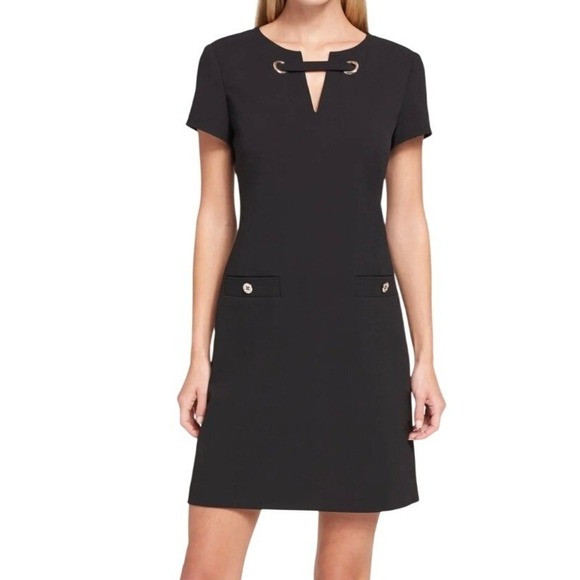 Tommy Hilfiger Dresses & Skirts - Tommy Hilfiger Black Sheath Dress Sz 16 Grommet Neck Career Office NWOT Classic